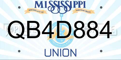QB4D884 Mississippi License Plate