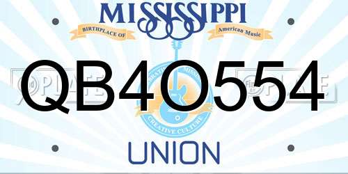QB4O554 Mississippi License Plate