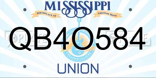 QB4O584 Mississippi License Plate
