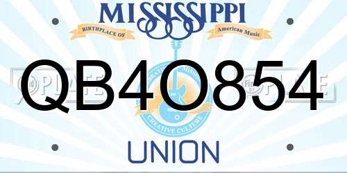 QB4O854 Mississippi License Plate