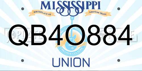 QB4O884 Mississippi License Plate