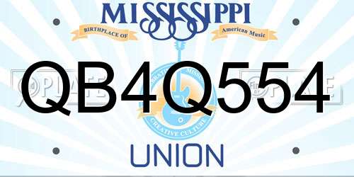 QB4Q554 Mississippi License Plate