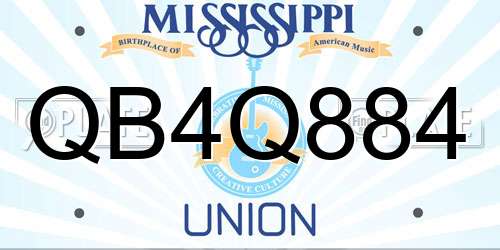 QB4Q884 Mississippi License Plate