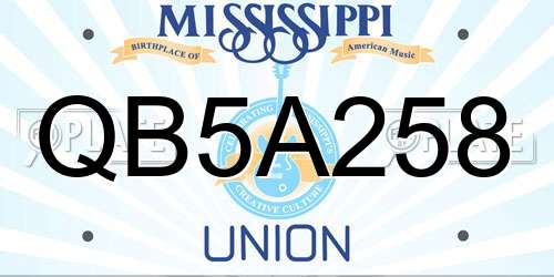 QB5A258 Mississippi License Plate