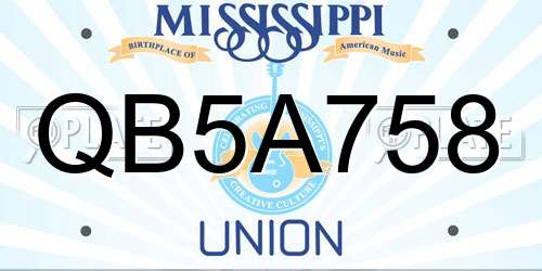 QB5A758 Mississippi License Plate