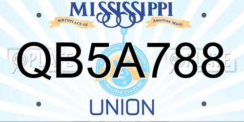 QB5A788 Mississippi License Plate