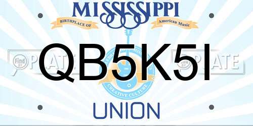 QB5K5I Mississippi License Plate