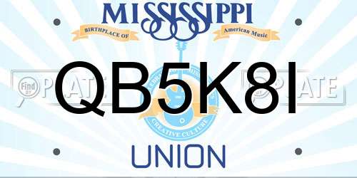 QB5K8I Mississippi License Plate
