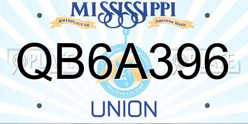 QB6A396 Mississippi License Plate