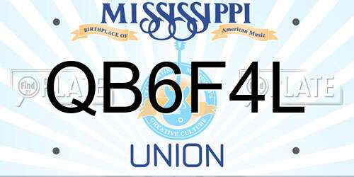 QB6F4L Mississippi License Plate