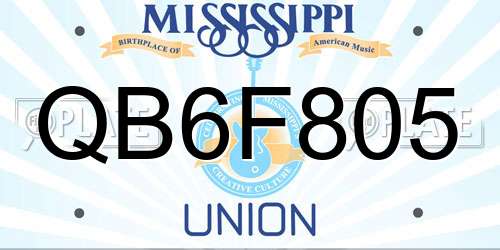 QB6F805 Mississippi License Plate