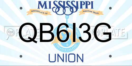 QB6I3G Mississippi License Plate