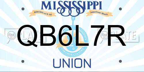 QB6L7R Mississippi License Plate