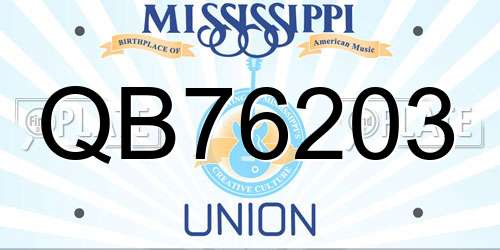 QB76203 Mississippi License Plate