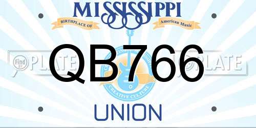 QB766 Mississippi License Plate