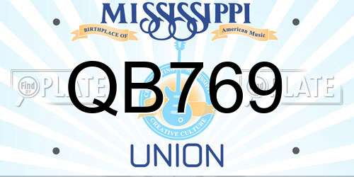QB769 Mississippi License Plate
