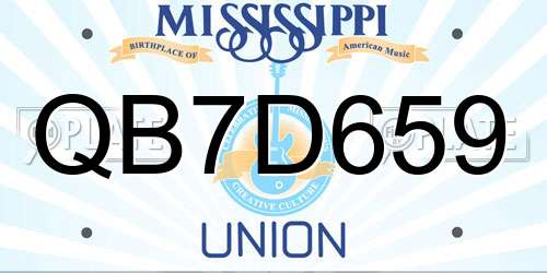 QB7D659 Mississippi License Plate