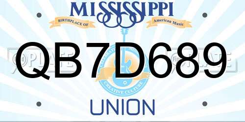 QB7D689 Mississippi License Plate