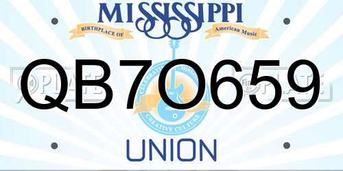 QB7O659 Mississippi License Plate