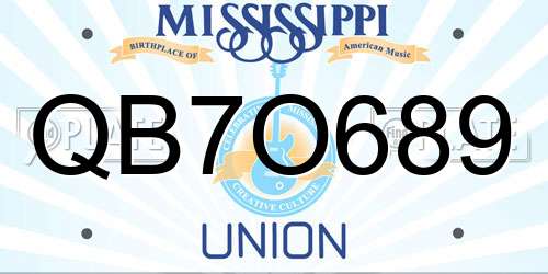 QB7O689 Mississippi License Plate