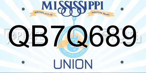 QB7Q689 Mississippi License Plate