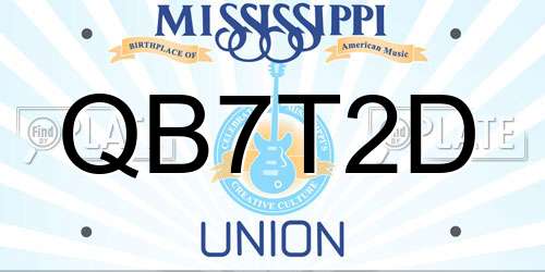 QB7T2D Mississippi License Plate