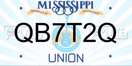 QB7T2Q Mississippi License Plate