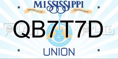 QB7T7D Mississippi License Plate