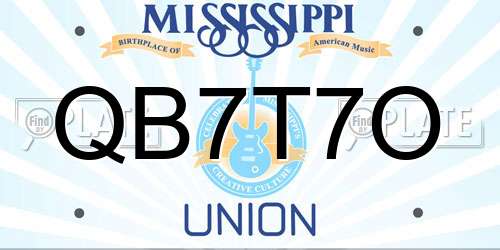 QB7T7O Mississippi License Plate