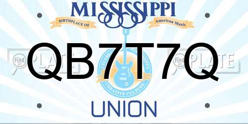 QB7T7Q Mississippi License Plate