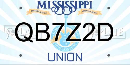 QB7Z2D Mississippi License Plate