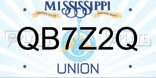 QB7Z2Q Mississippi License Plate