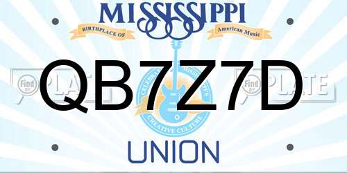 QB7Z7D Mississippi License Plate