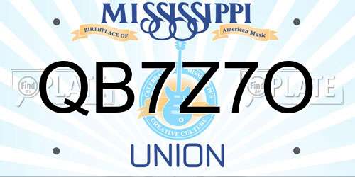 QB7Z7O Mississippi License Plate