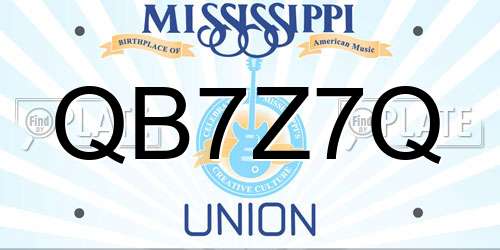 QB7Z7Q Mississippi License Plate