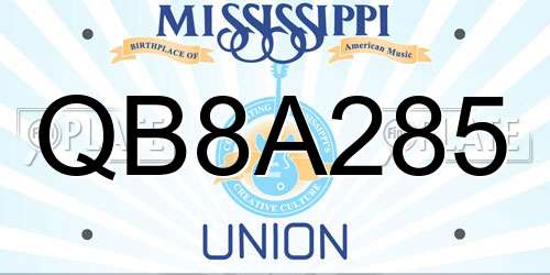 QB8A285 Mississippi License Plate