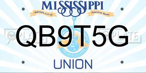 QB9T5G Mississippi License Plate