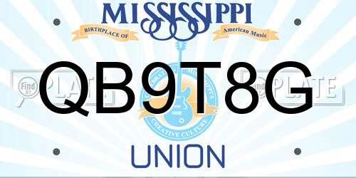 QB9T8G Mississippi License Plate