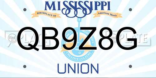 QB9Z8G Mississippi License Plate