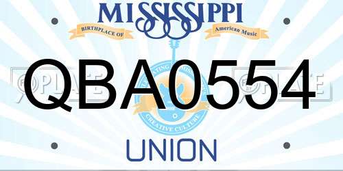 QBA0554 Mississippi License Plate