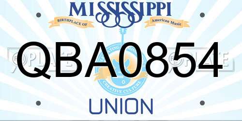 QBA0854 Mississippi License Plate