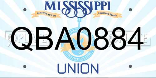 QBA0884 Mississippi License Plate