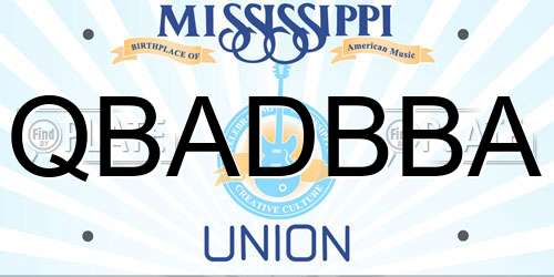 QBADBBA Mississippi License Plate