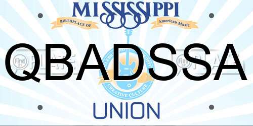 QBADSSA Mississippi License Plate