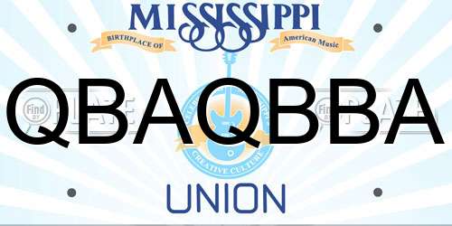 QBAQBBA Mississippi License Plate