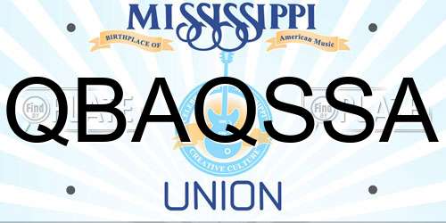 QBAQSSA Mississippi License Plate