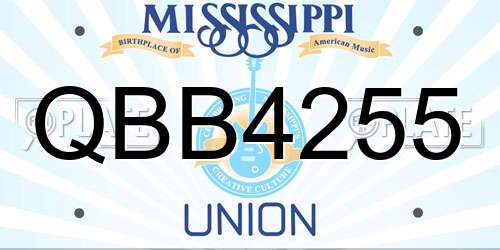 QBB4255 Mississippi License Plate
