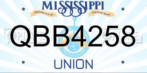 QBB4258 Mississippi License Plate