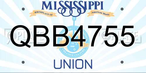 QBB4755 Mississippi License Plate