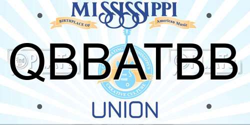 QBBATBB Mississippi License Plate